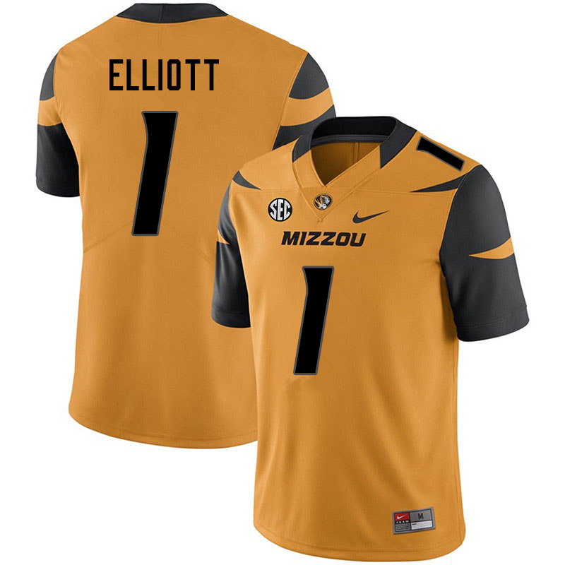 Men #1 Jordan Elliott Missouri Tigers College Football Jerseys Sale-Yellow - Click Image to Close